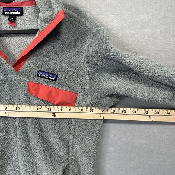 Patagonia Women's Re-Tool Medium Snap-T Pullover Gray & Coral Polartec Thermal - Picture 13 of 14